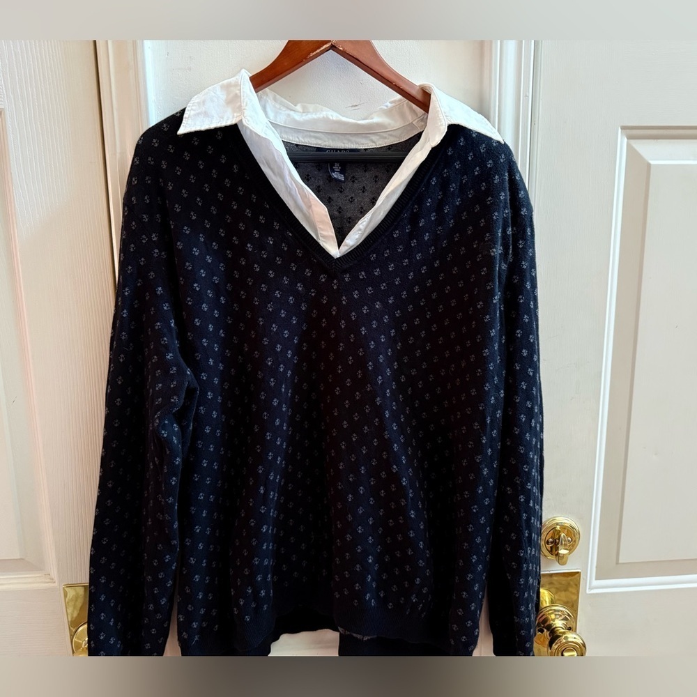 Chaos V Neck Sweater with White Shirt